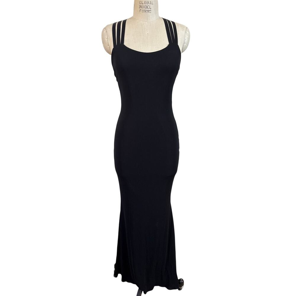 Vintage y2k Strappy Long Black Formal Fancy Dress Size 4